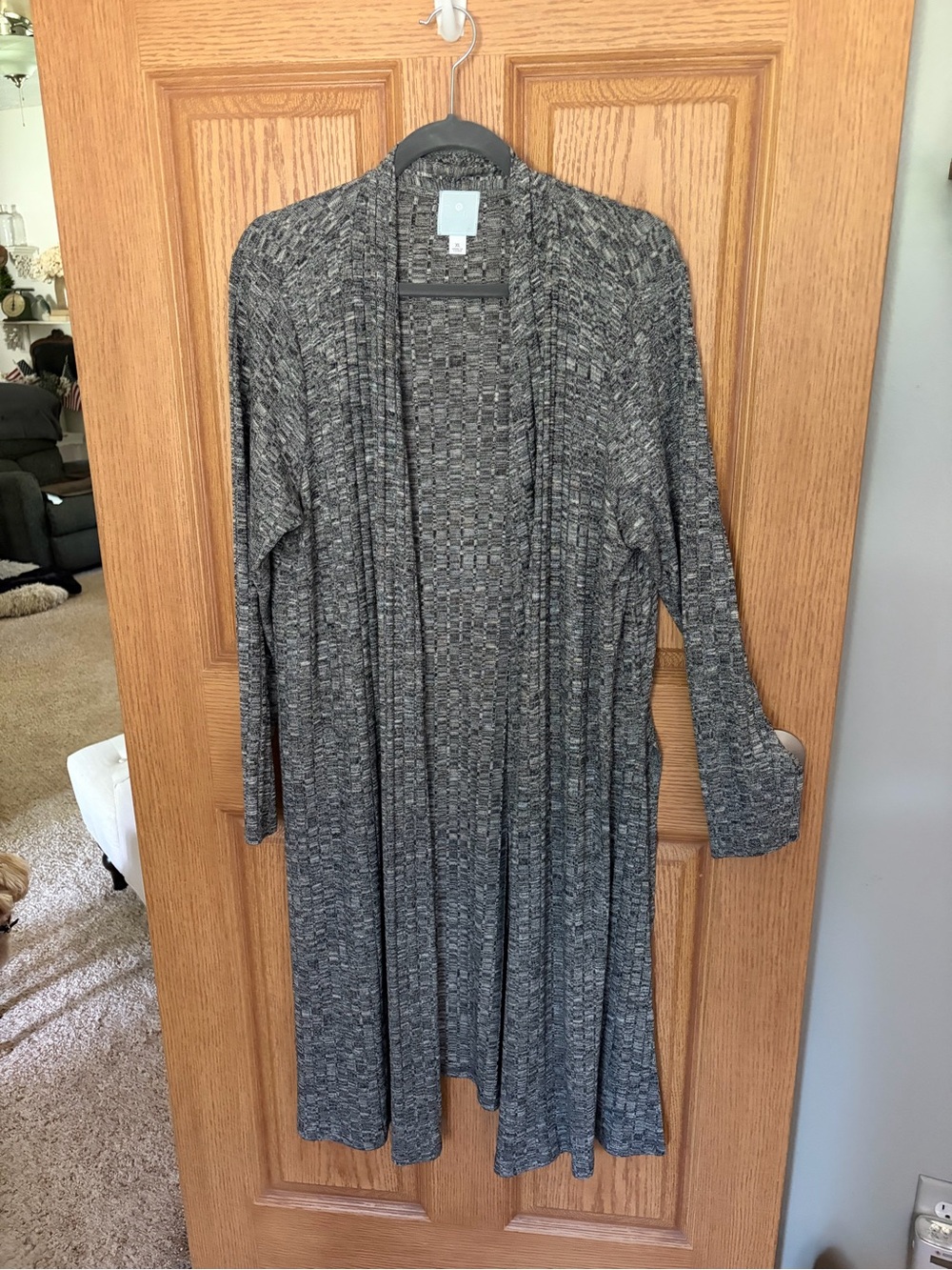 Sunday XL -Front Longline Gray/black  Women's Cardigan Sweater